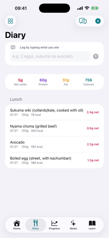 Log food by just typing