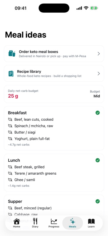Budget meal plans paid with M-Pesa
